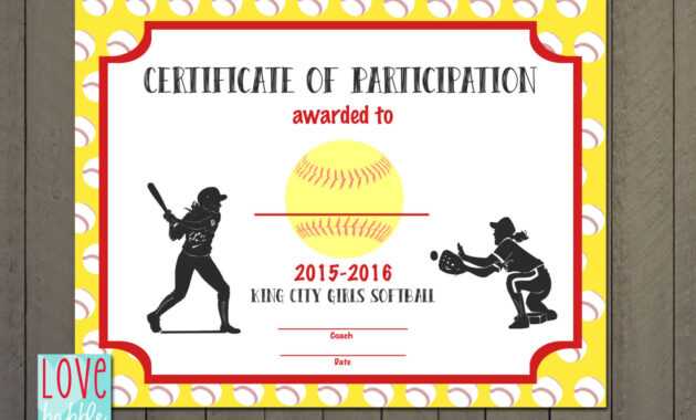 Softball Award Certificate Template - Taid.tk for Free Softball Certificate Templates