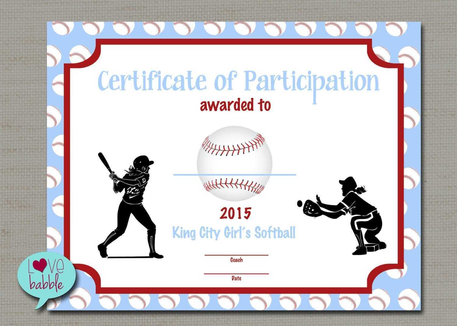 Softball Certificate Templates – Atlantaauctionco For Free Softball Certificate Templates