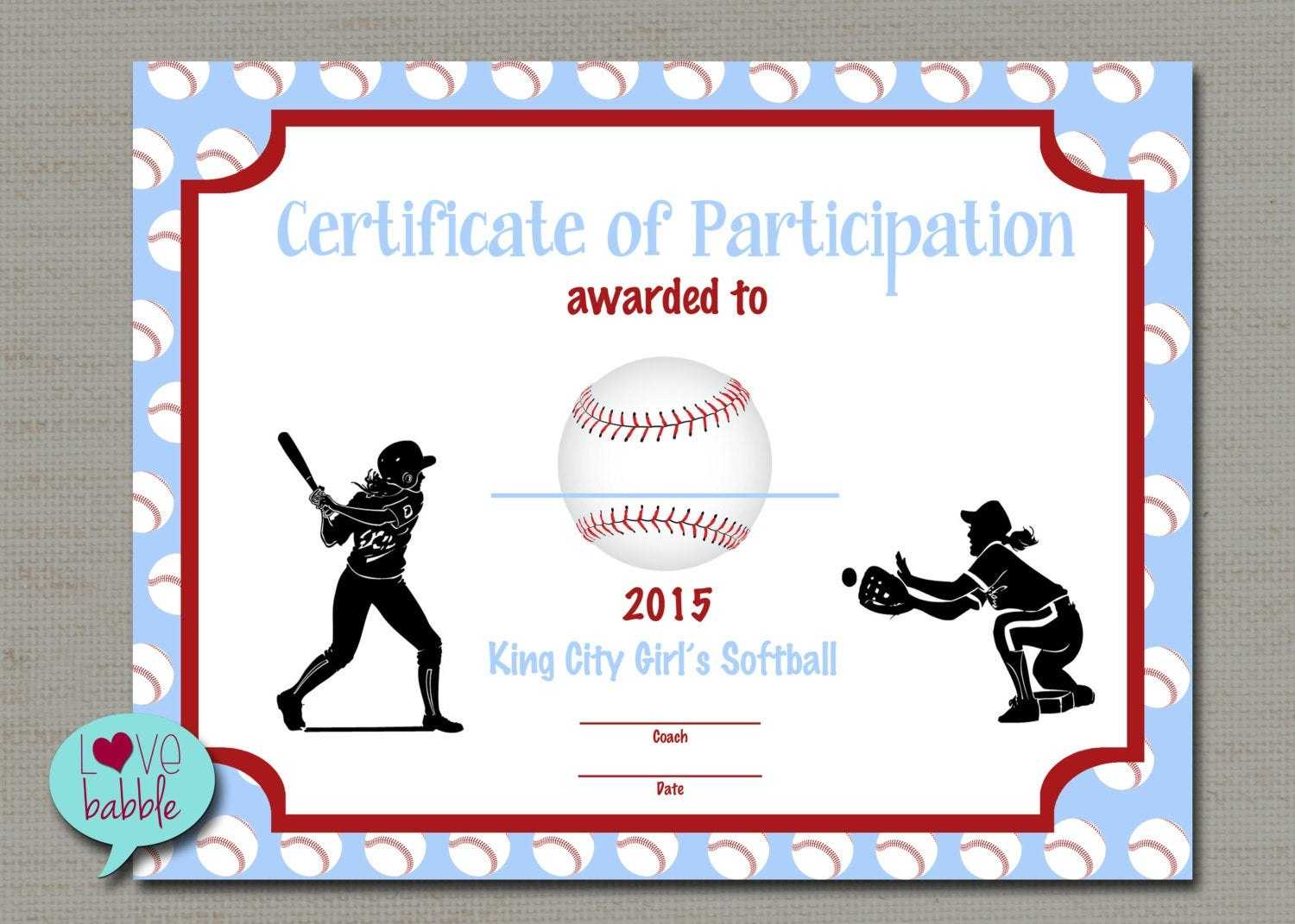 Softball Certificate Templates – Atlantaauctionco Regarding Softball Certificate Templates