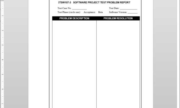 Software Project Test Problem Report Template | Itsw107-3 throughout Software Problem Report Template
