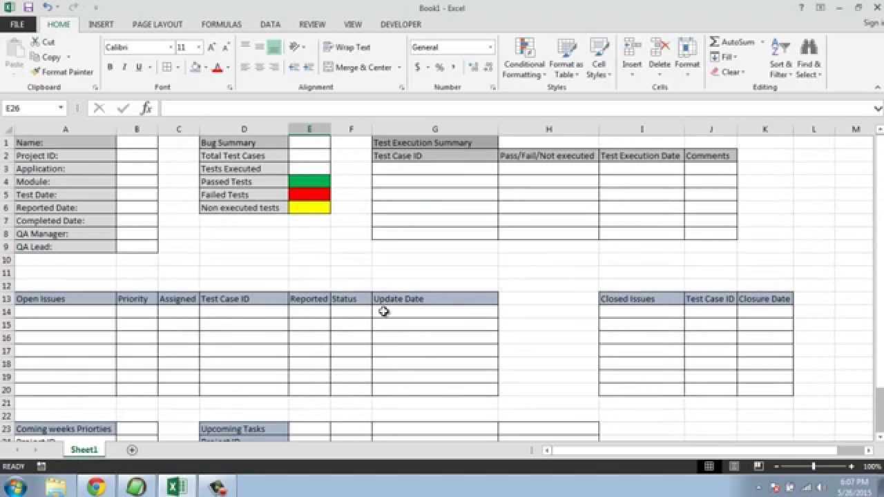 Software Testing Weekly Status Report Template With Test Summary Report Excel Template