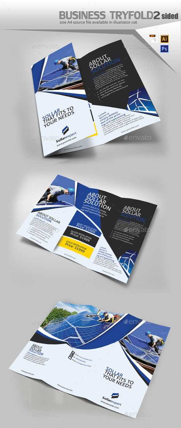 Solar Panel Trifold Double Sided – Brochures Print Templates Intended For Double Sided Tri Fold Brochure Template