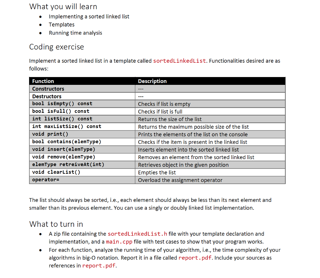 Solved: In C++ Solve It Using Templates Use Sortedlinkedli Inside Implementation Report Template