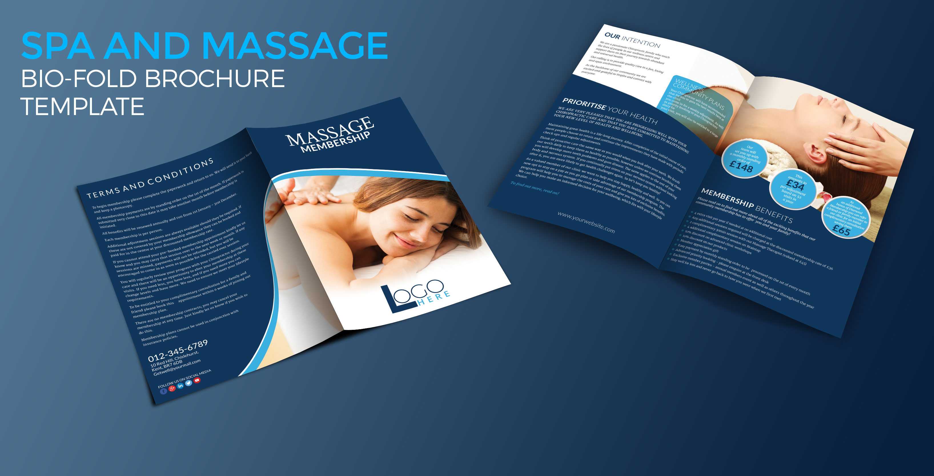 Spa And Massage Bio Fold Brochure Template – Graphic Reserve With Membership Brochure Template