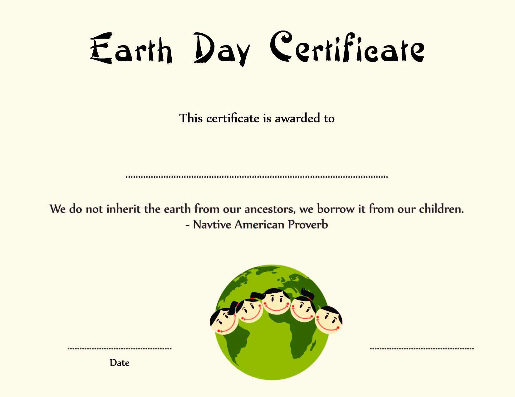 Special Certificates – Kids Earth Day Certificate Template For Player Of The Day Certificate Template