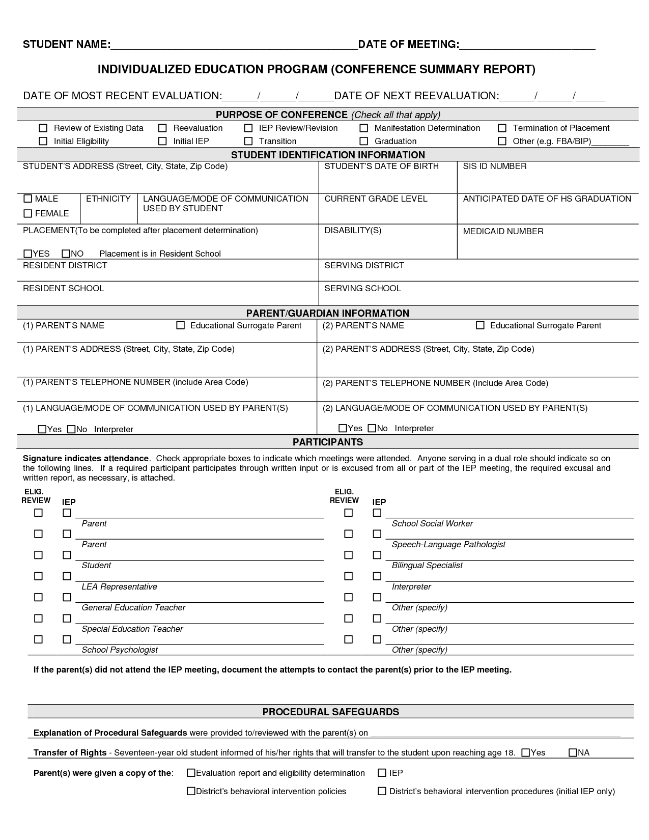 Special Education Iep Template | Best Photos Of Sample Iep Intended For Blank Iep Template