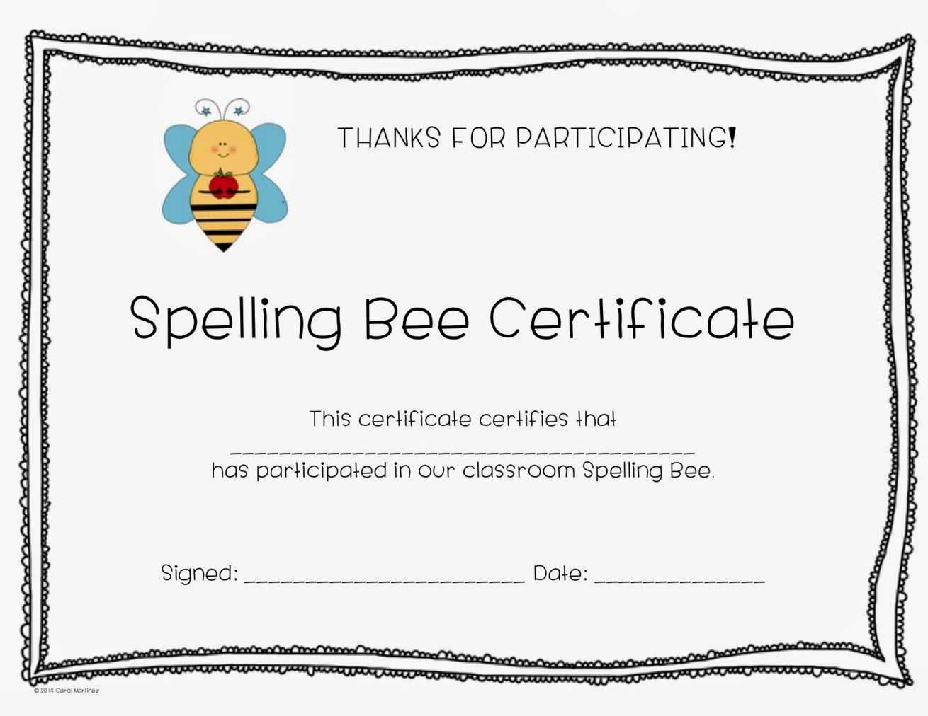 Spelling Bee Certificates | Pta | Bee Certificate, Grade Inside Spelling Bee Award Certificate Template