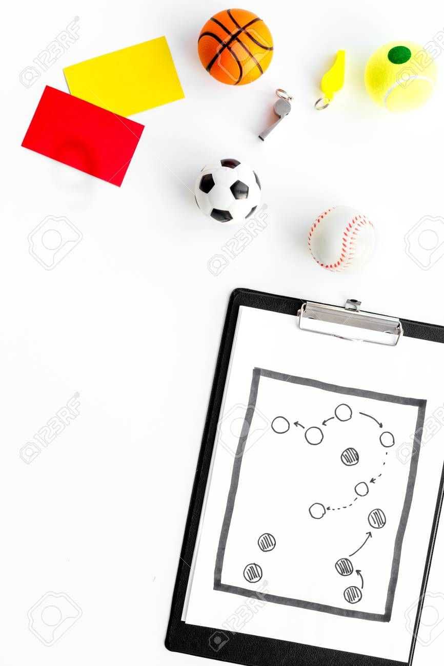 Sport Judging Concept. Soccer Referee. Tactic Plan For Game With Football Referee Game Card Template