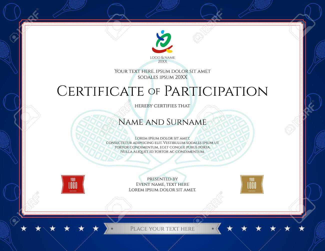 Sport Theme Certification Of Participation Template For Sport.. For Free Templates For Certificates Of Participation