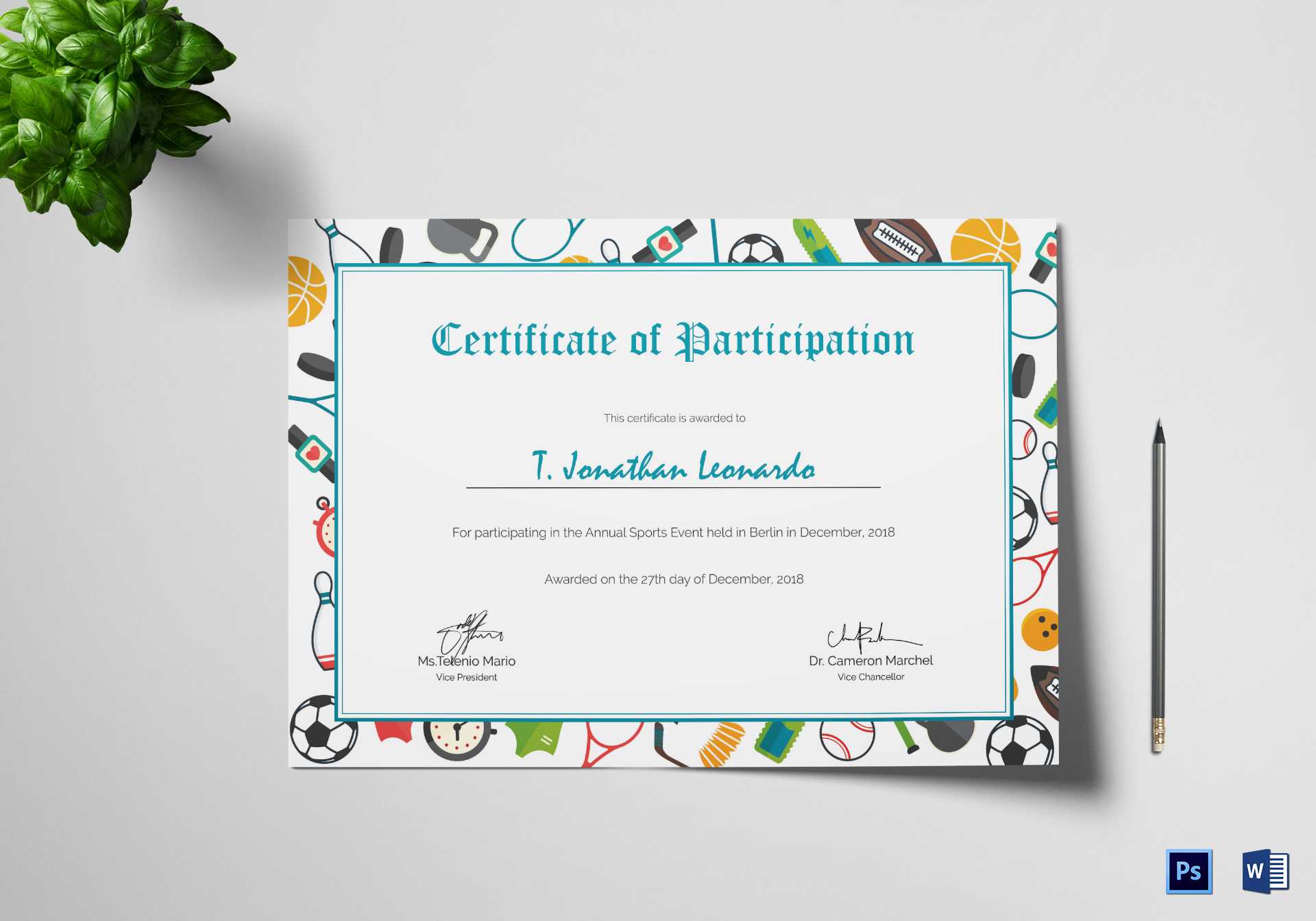 Sports Participation Certificate Template Intended For Sports Day Certificate Templates Free