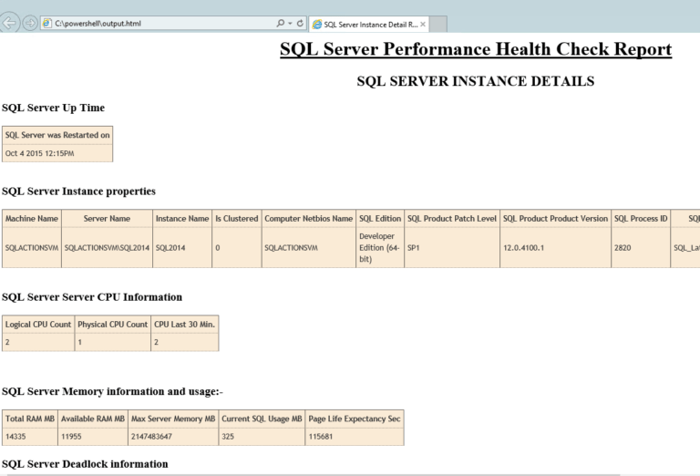 Health Check Report Template