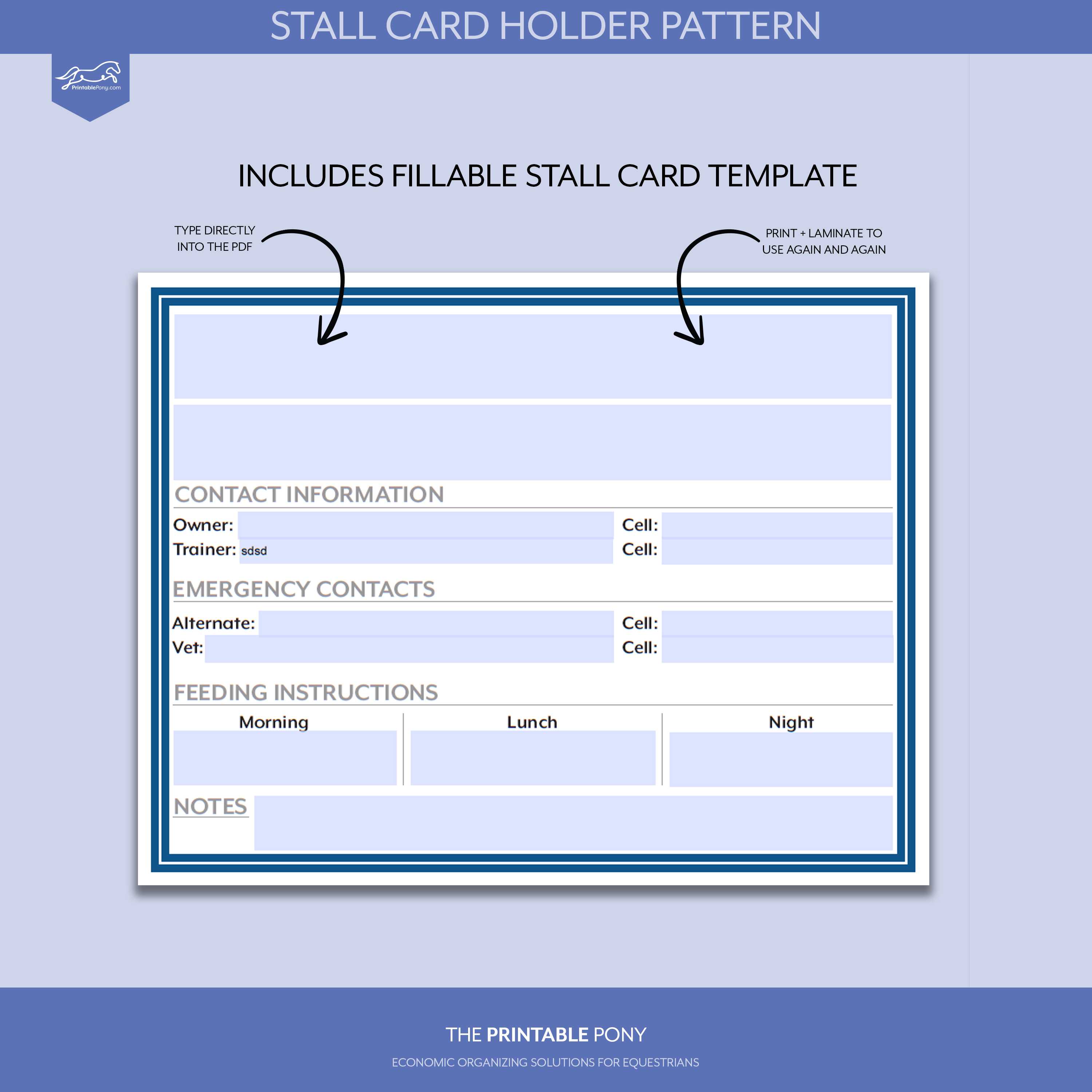 Stall Card Holder Pattern + Printable Stall Card Regarding Horse Stall Card Template