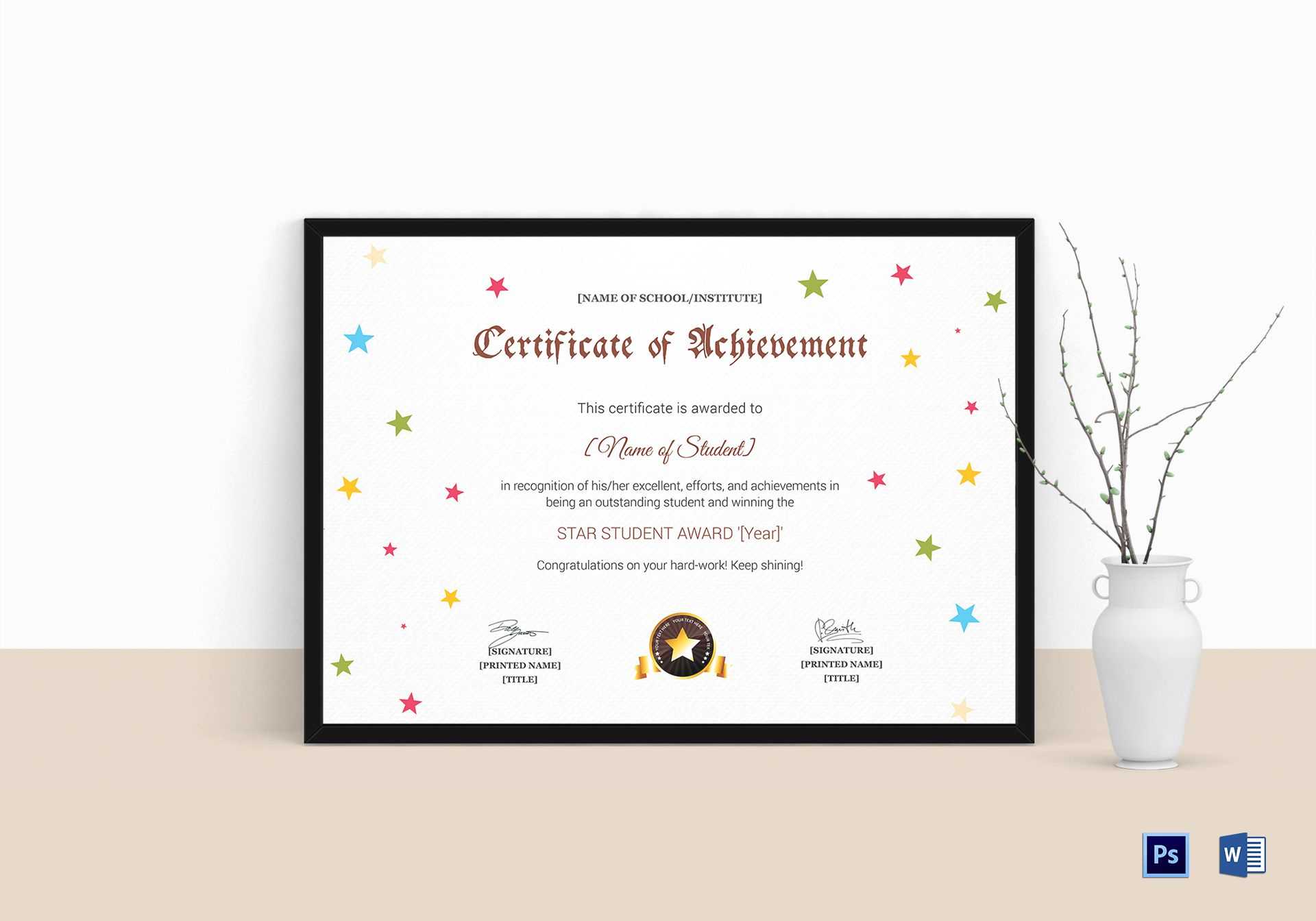 Star Achievement Certificate Template Within Star Award Certificate Template