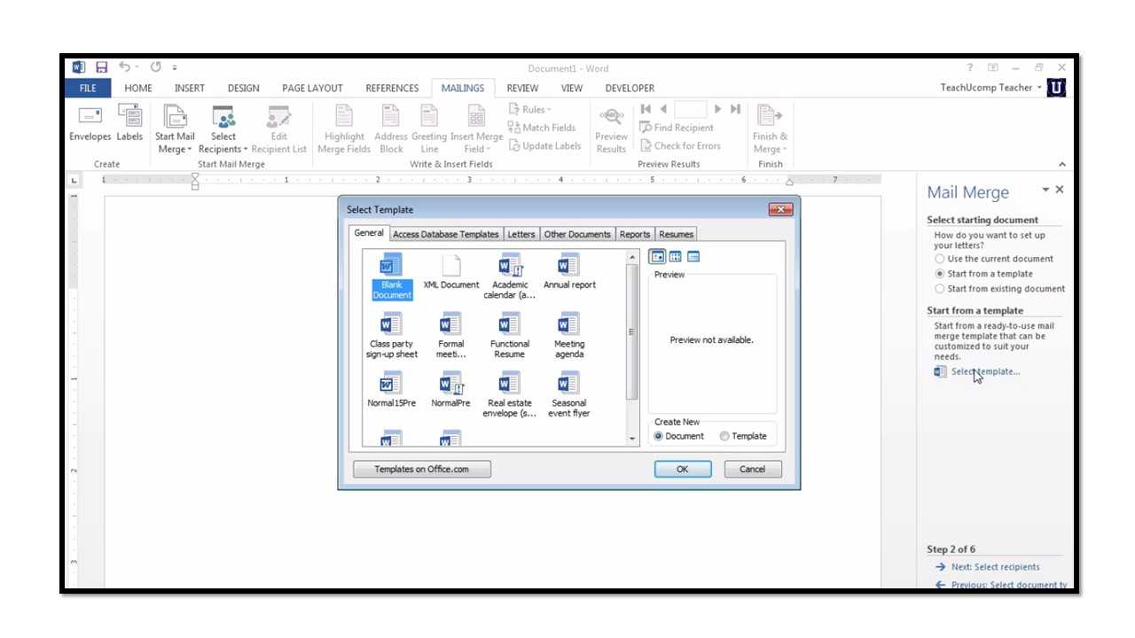 Starting A Mail Merge In Microsoft Word 2013 – Teachucomp, Inc. Within How To Create A Mail Merge Template In Word 2010