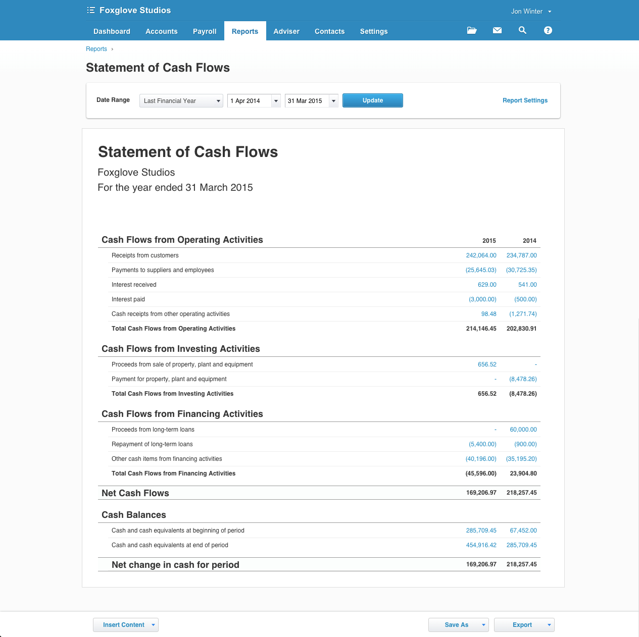 Statement Of Cash Flows For Business | Xero Blog Regarding Cash Position Report Template