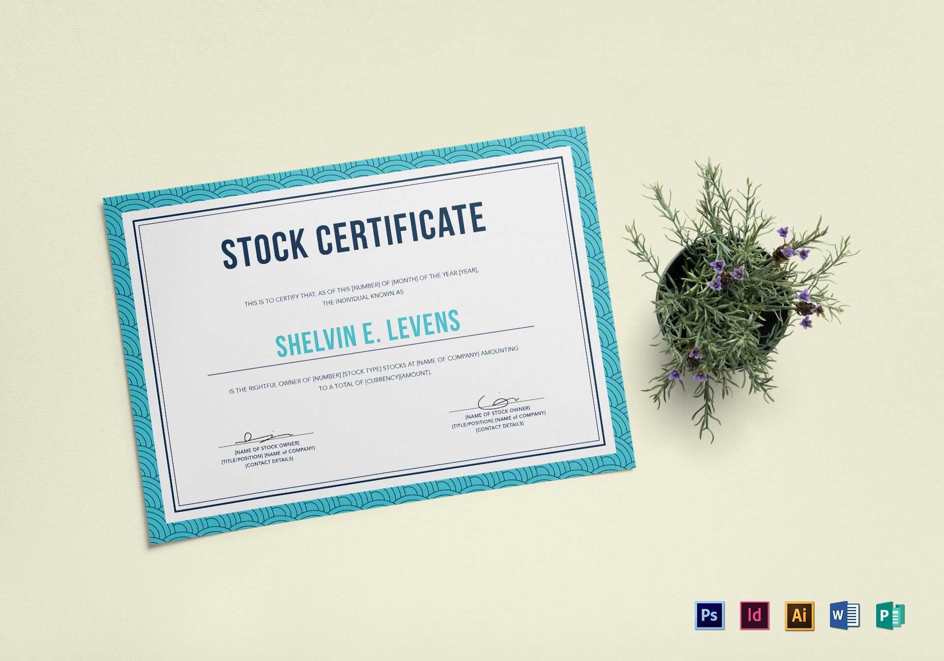 Stock Certificate Template Inside Template Of Share Certificate