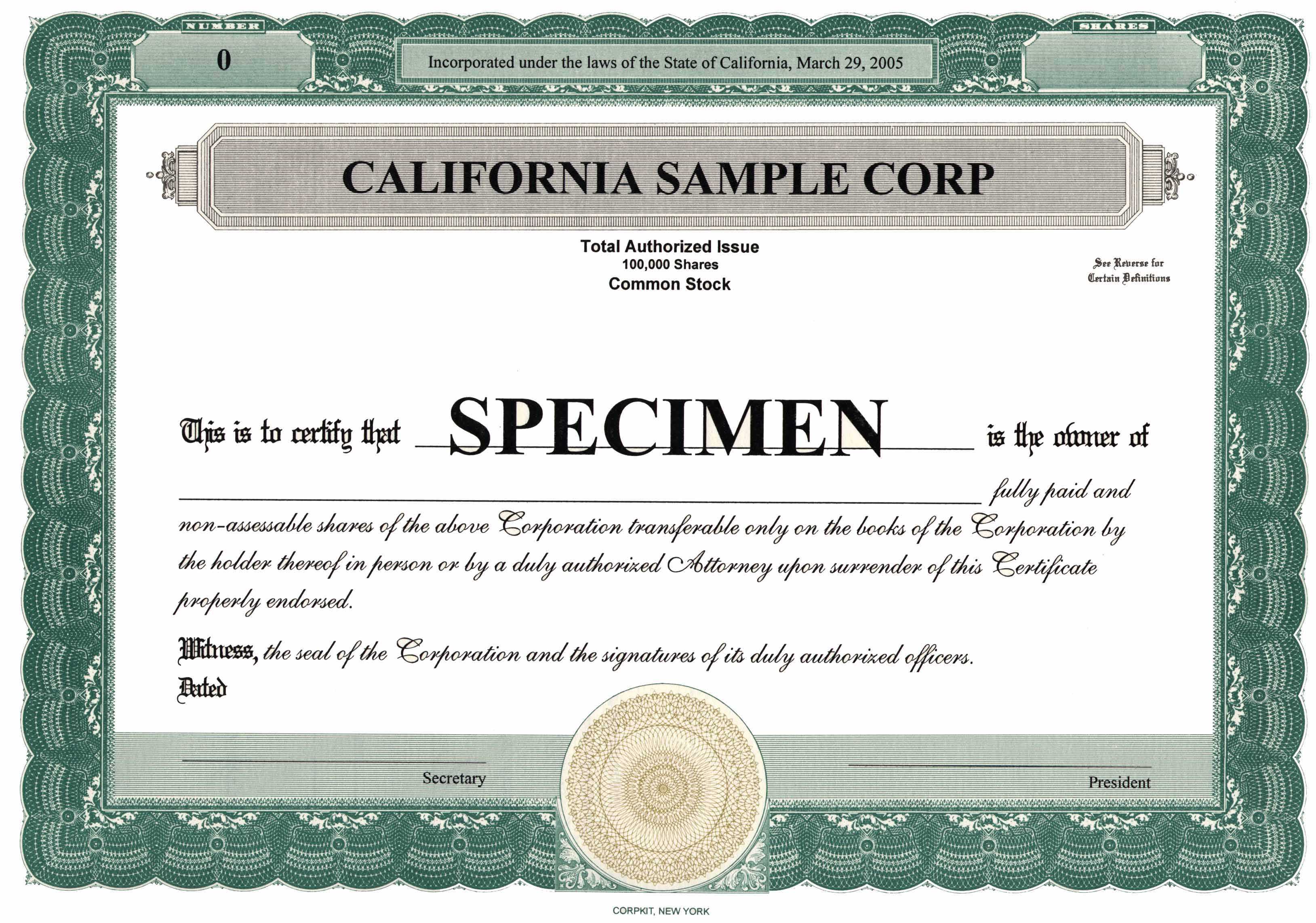 Stock Certificate Template – Www.toib.tk With Share Certificate Template Pdf
