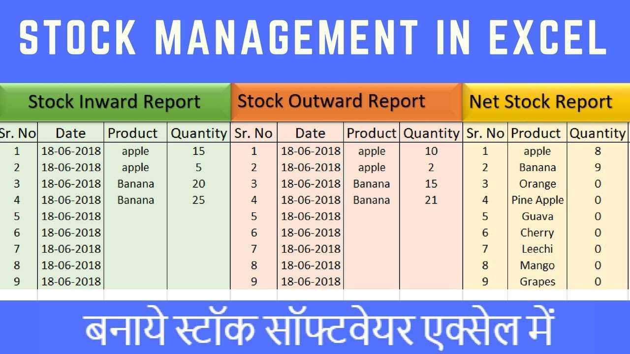 Stock Maintain Software In Excel In Hindi Within Stock Report Template Excel