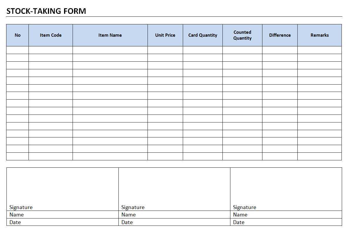 Stock Taking Form Intended For Bin Card Template In Bin Card Template