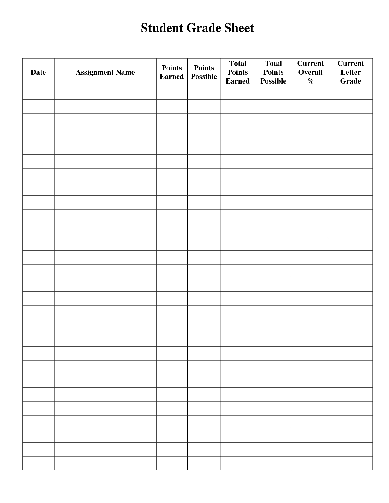 Student Grade Report Template