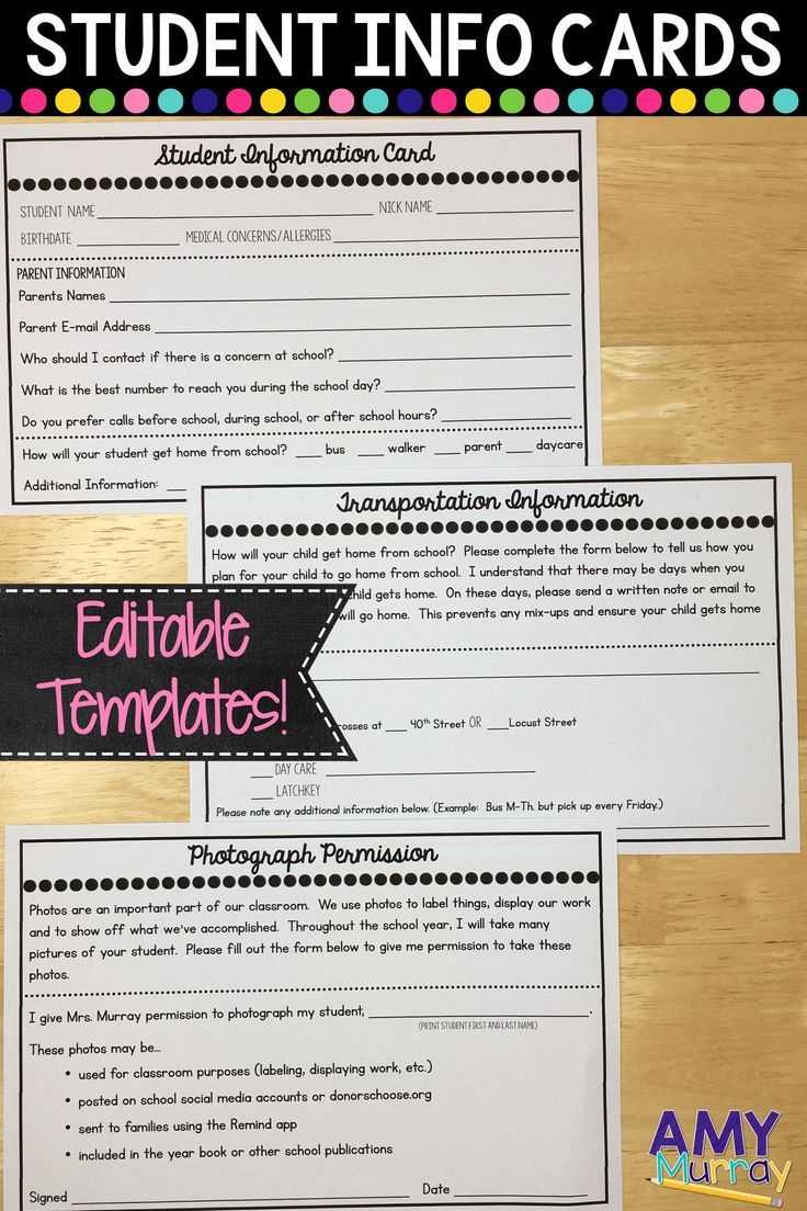 Student Information Cards | Classroom Organization | Student Pertaining To Student Information Card Template