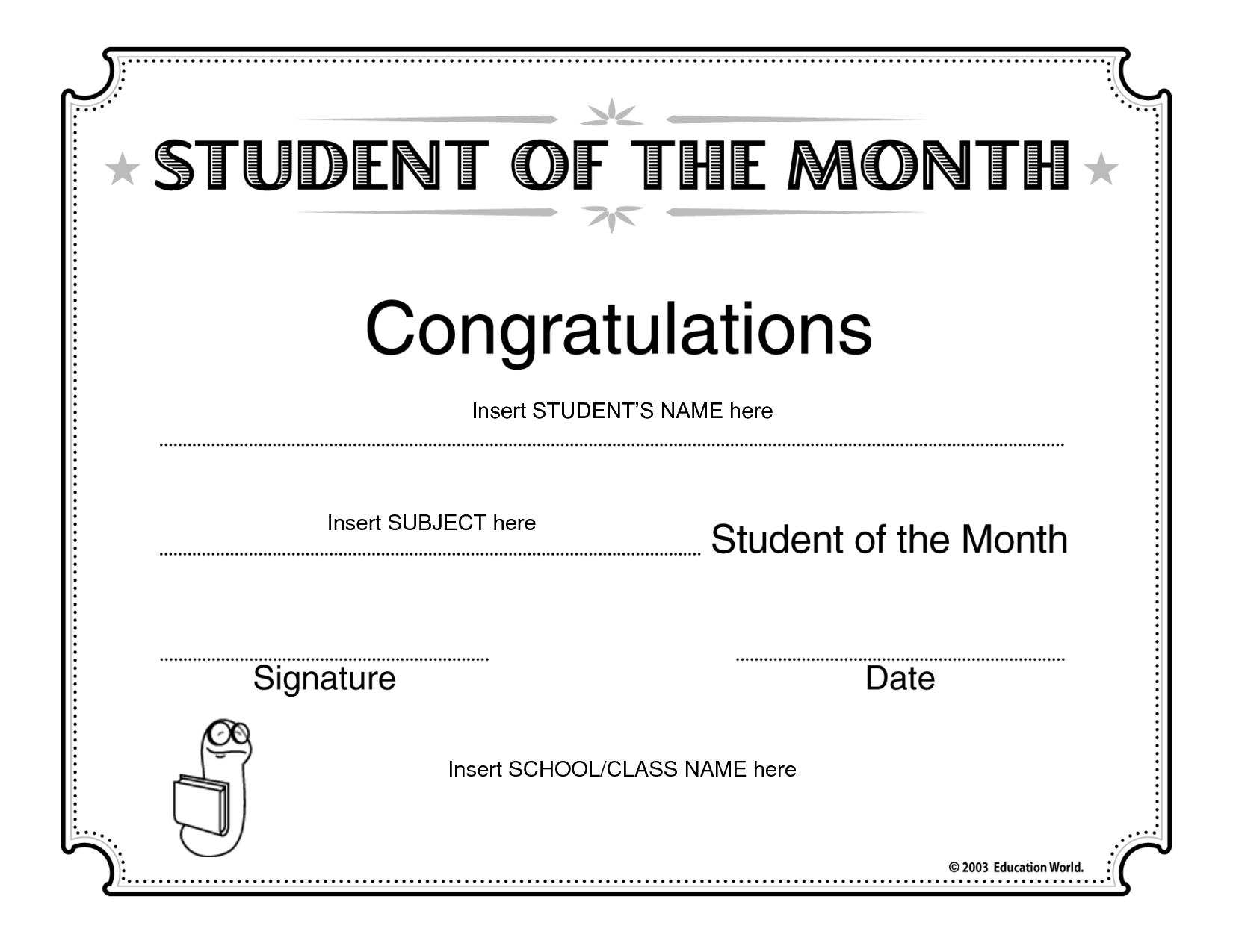 Student Of The Month Certificates | Student Of The Month Intended For Free Printable Student Of The Month Certificate Templates