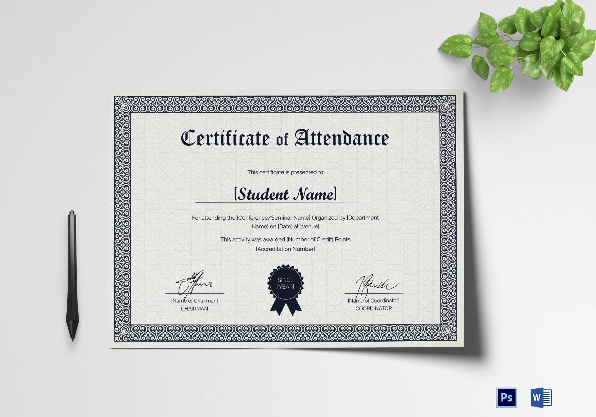 Students Attendance Certificate Template In Certificate Of Attendance Conference Template