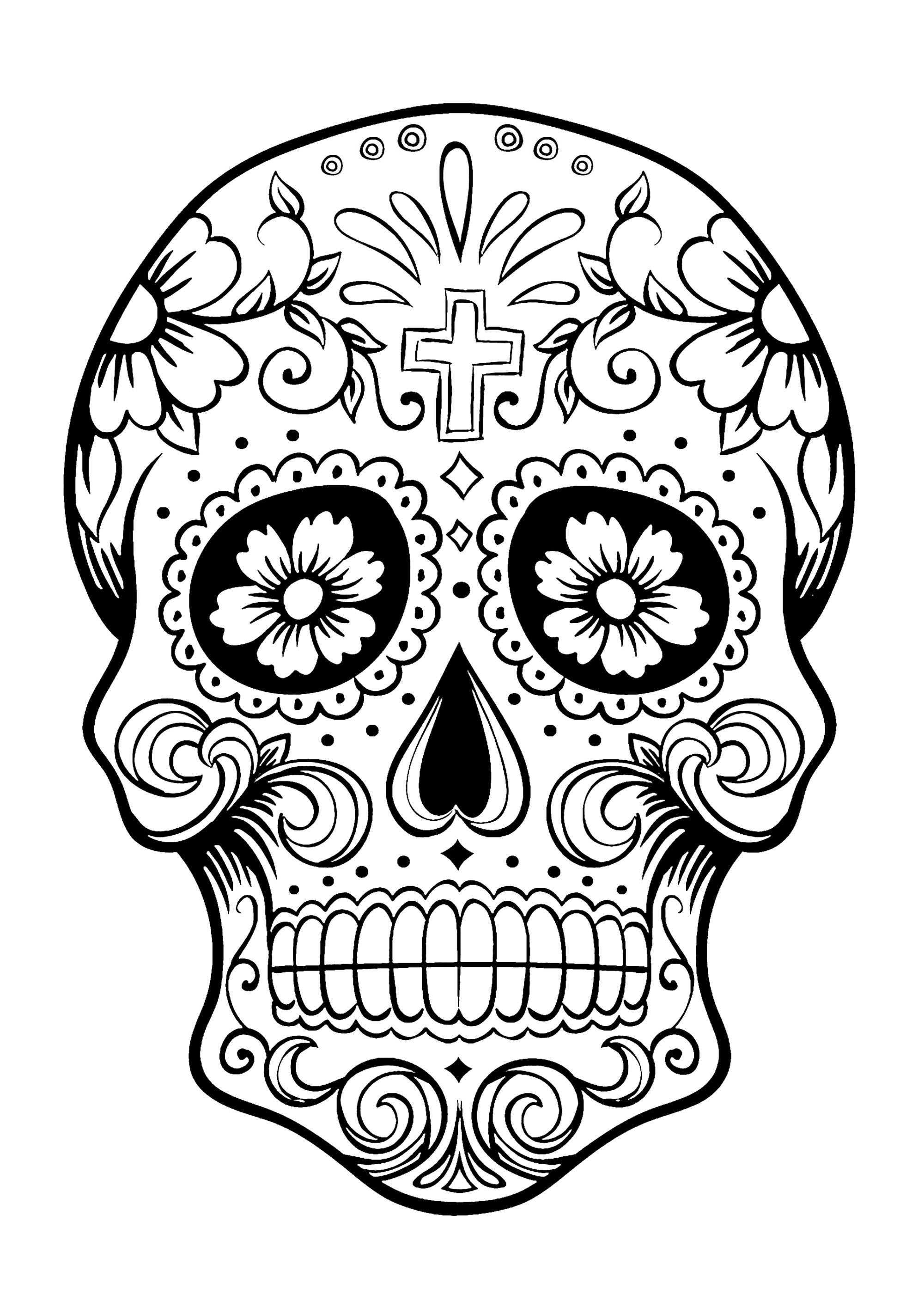 Sugar Skull Drawing Template | Free Download Best Sugar Inside Blank Sugar Skull Template