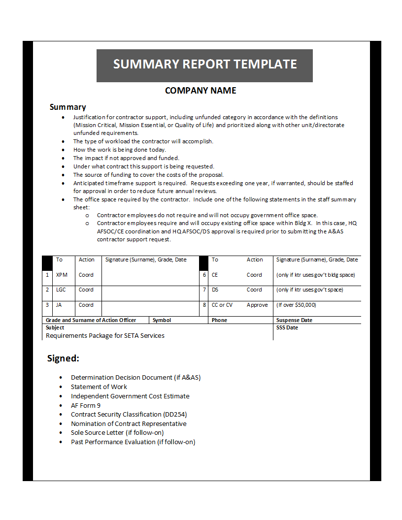 Summary Report Template Regarding Work Summary Report Template