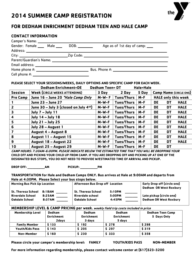 Summer Camp Registration Form Template – Fill Online Regarding Camp Registration Form Template Word