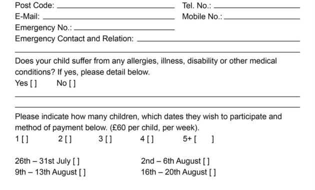 Summer Camp Registration Form Template * You Can Get More within Camp Registration Form Template Word