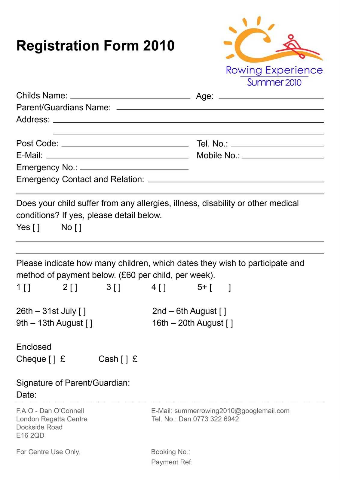 Summer Camp Registration Form Template * You Can Get More Within Camp Registration Form Template Word
