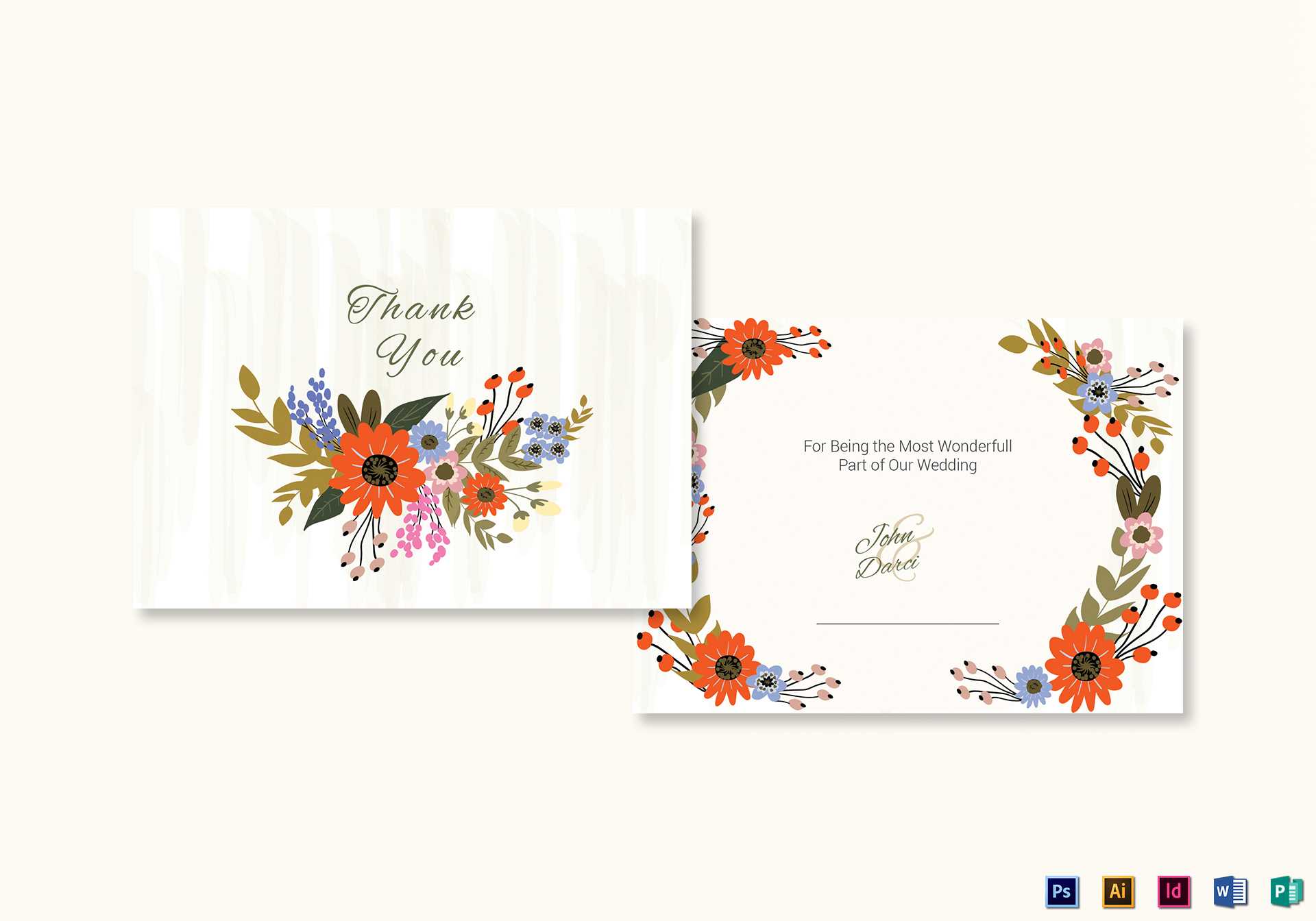 Summer Floral Thank You Card Template Pertaining To Thank You Card Template Word