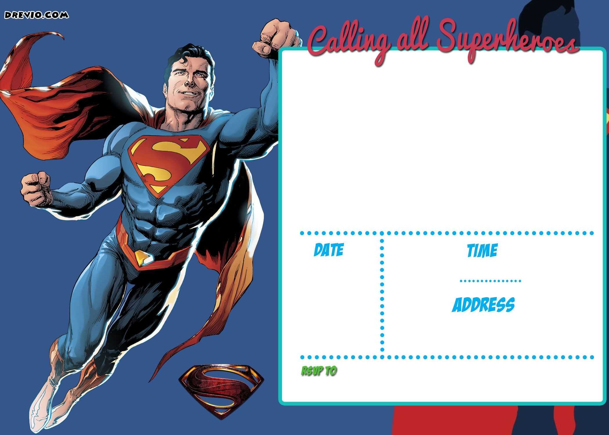 Superman Invitation Template Download 11 Moments That Pertaining To Superman Birthday Card Template