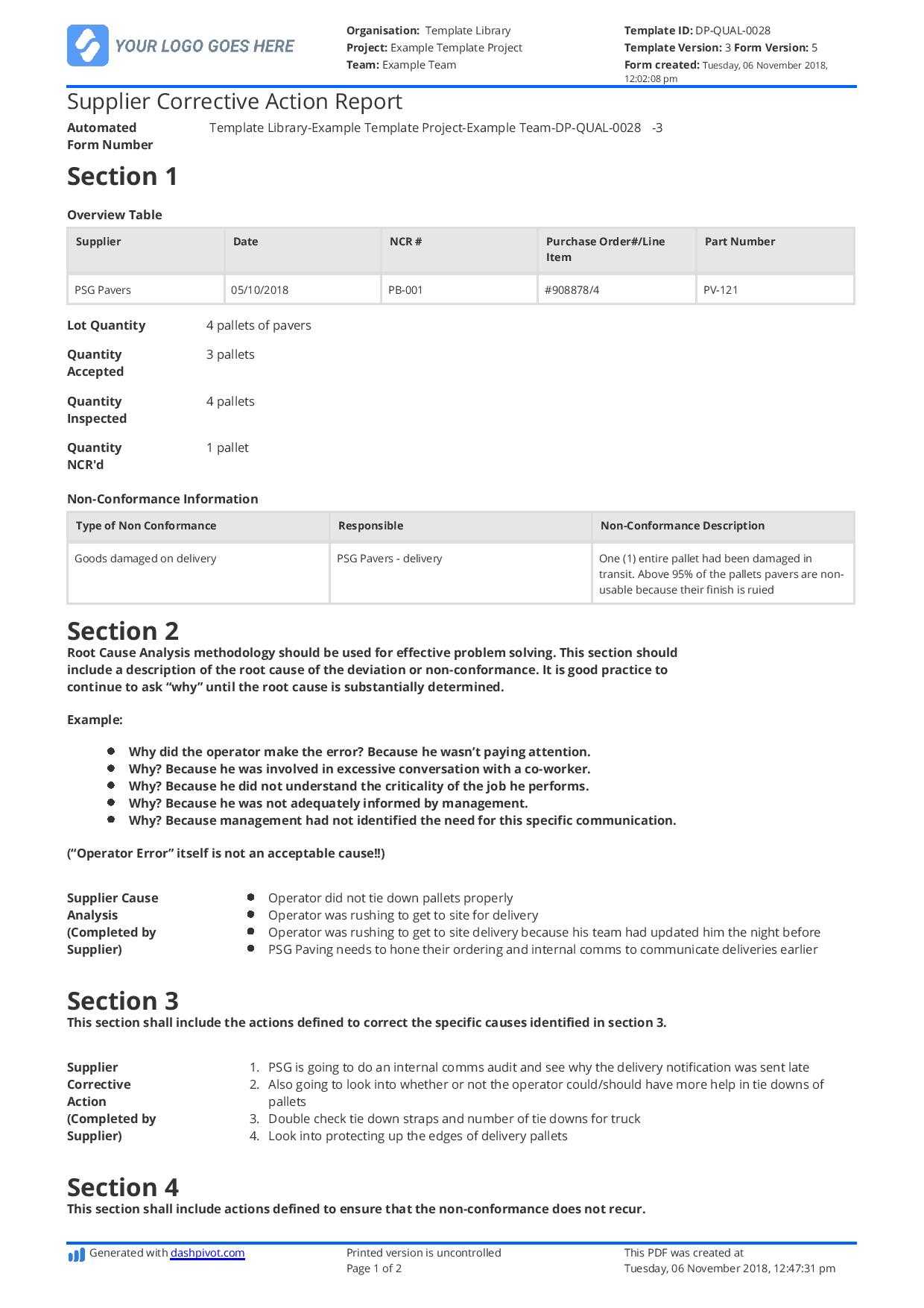 Supplier Corrective Action Report Template: Improve Your Inside Check Out Report Template