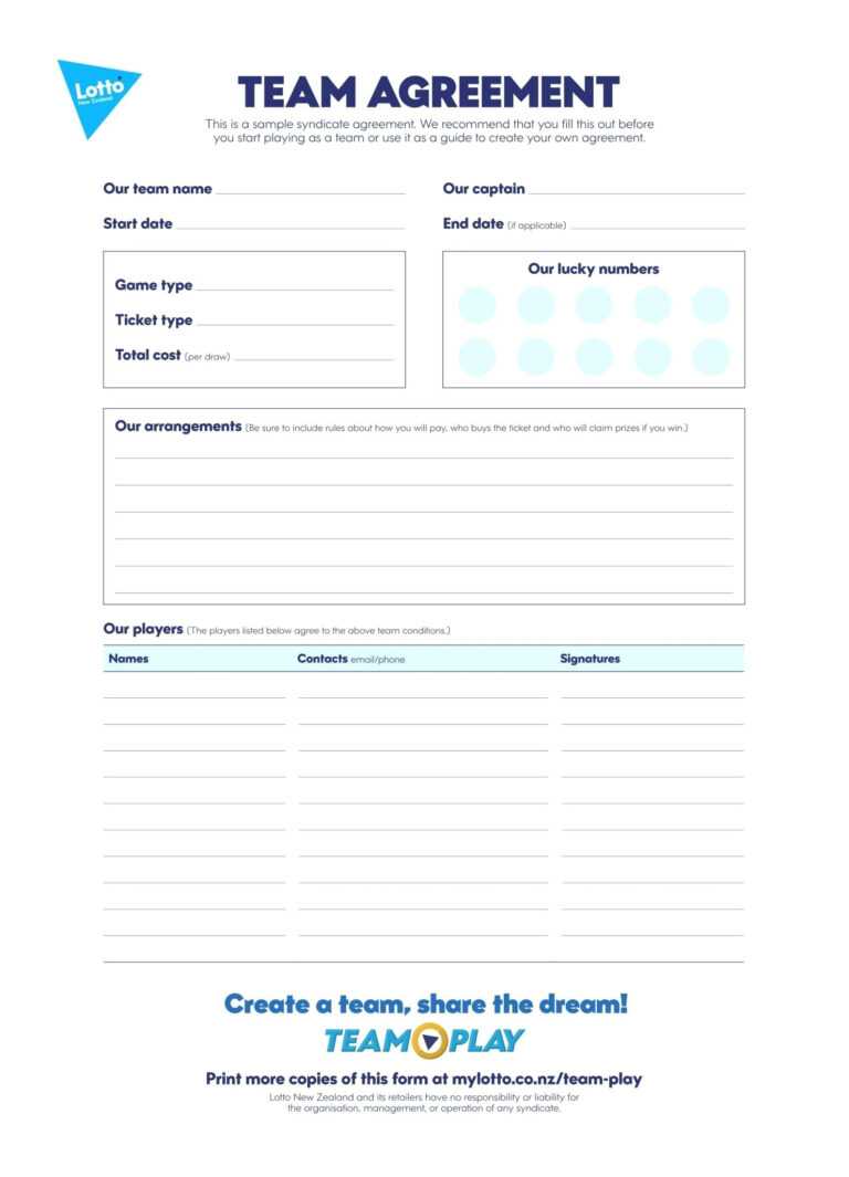 Lottery Syndicate Agreement Template Word