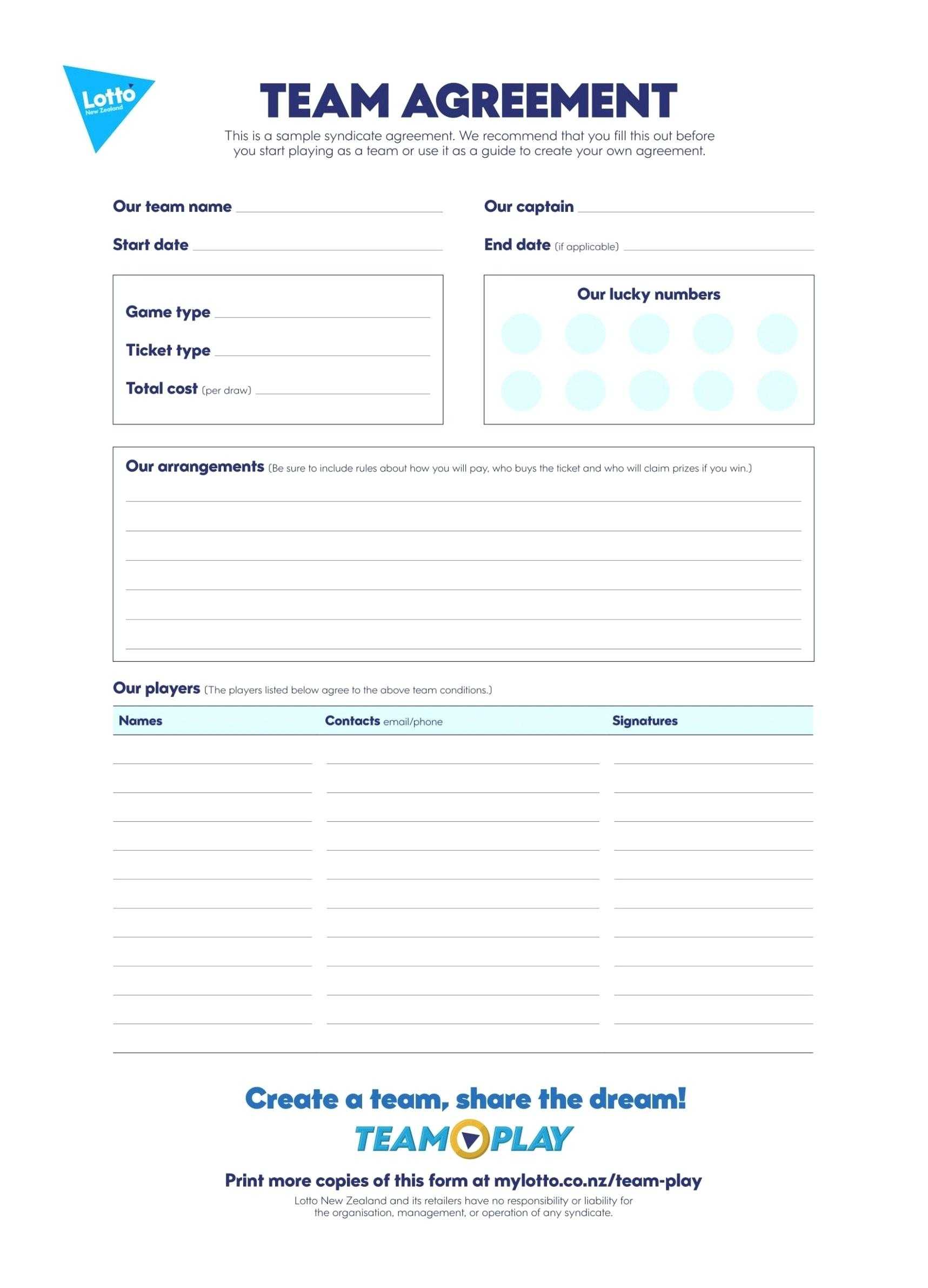 Syndicate Template With Lottery Syndicate Agreement Template Word