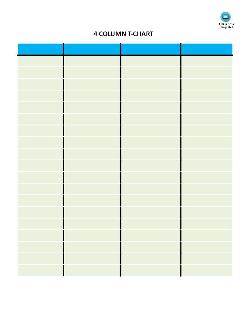 T Chart 4 Columns | Templates At Allbusinesstemplates Inside T Chart Template For Word