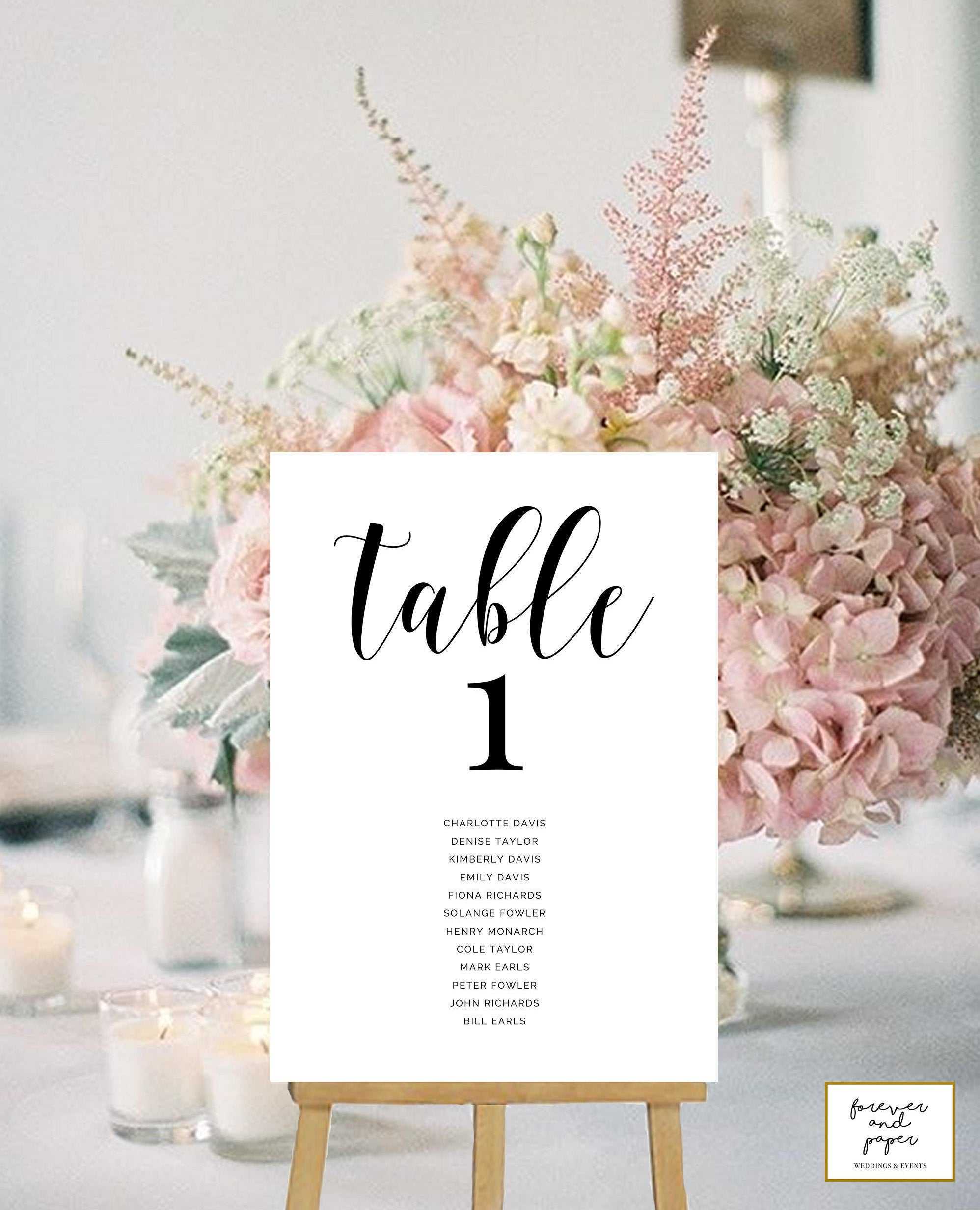 Table Numbers Cards, Wedding Table Numbers Printable, Table Numbers With  Names, Table Card Template, Elegant, Modern, Table Cards Wedding With Table Number Cards Template