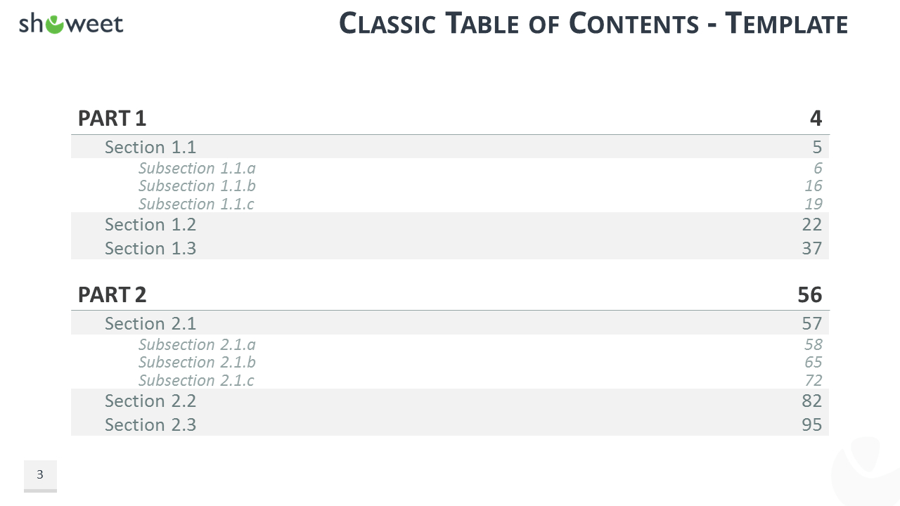 Table Of Content Templates For Powerpoint And Keynote Regarding Microsoft Word Table Of Contents Template
