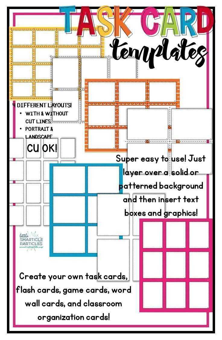 Task Card & Flash Card Templates – Commercial Use Ok! | Tpt Regarding Task Cards Template