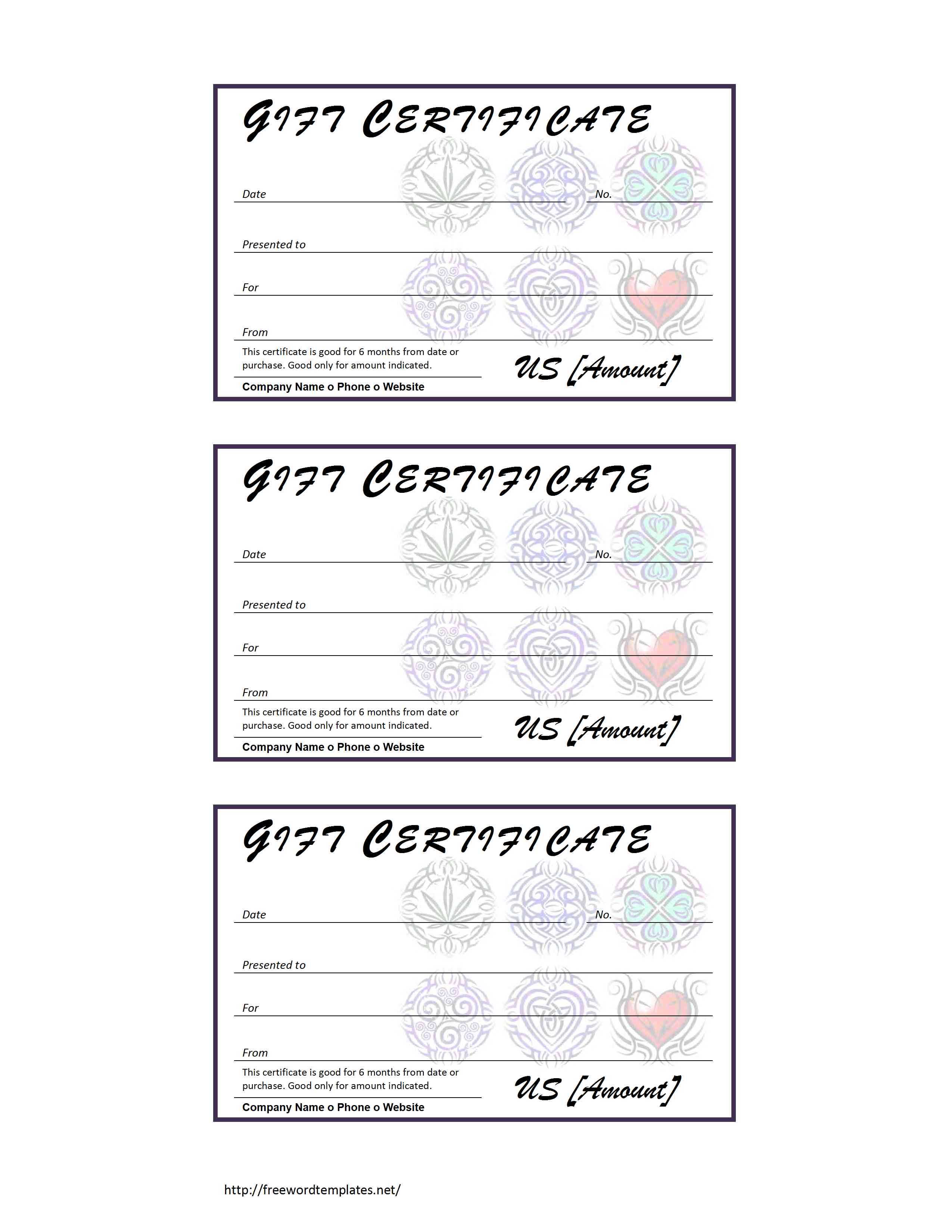 Tattoo Gift Certificate Template Pertaining To Tattoo Gift Certificate Template