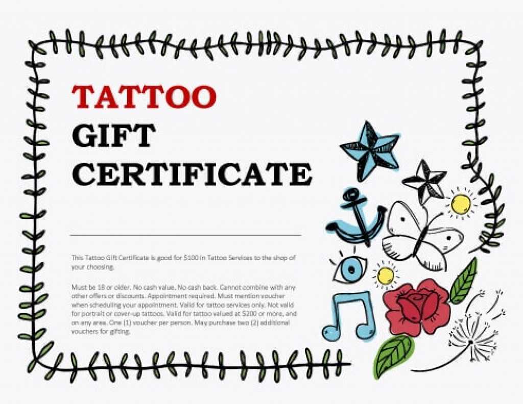 Tattoo Shop Gift Certificate Template Word Voucher Free With Tattoo Gift Certificate Template