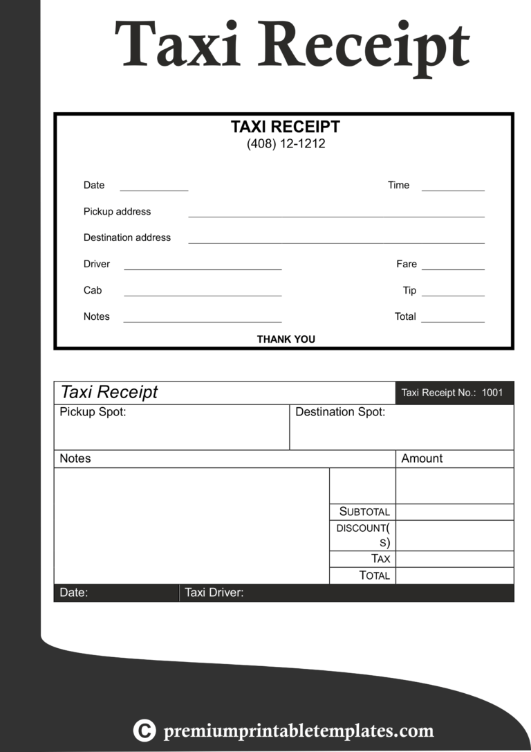 Taxi Receipt Templates | Receipt Templates | Receipt Regarding Blank ...