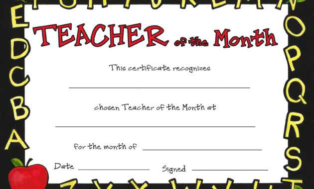 Teacher Of The Month inside Teacher Of The Month Certificate Template