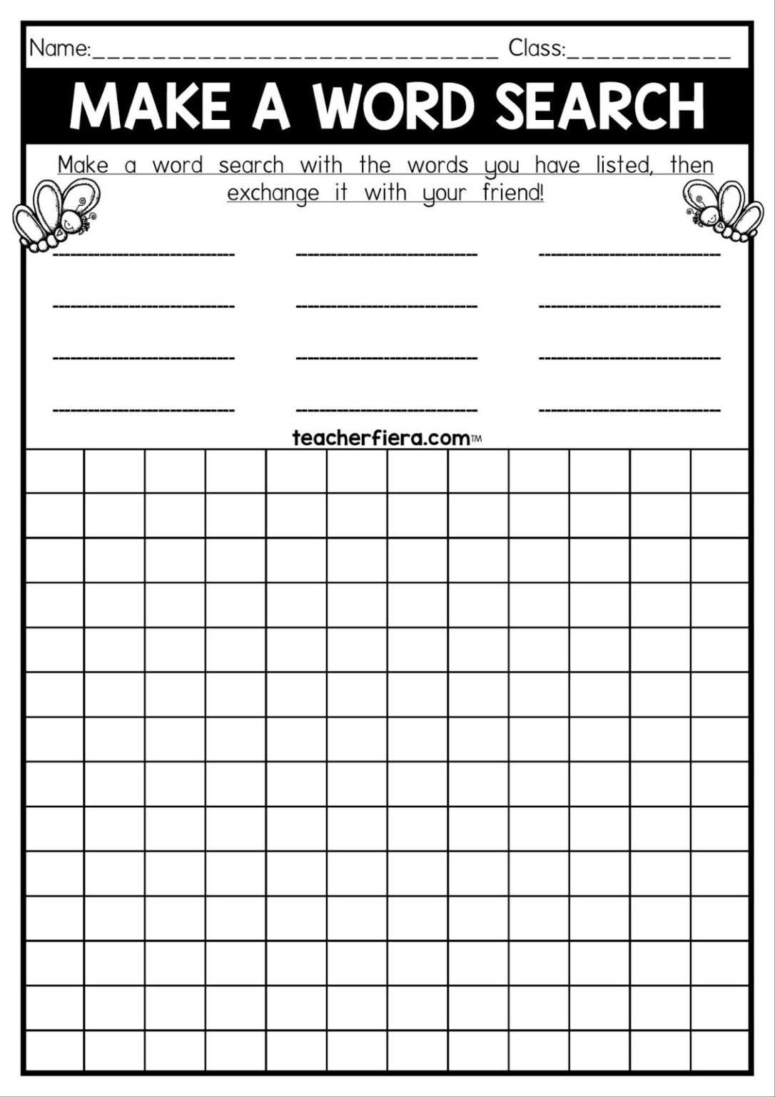 Template For Word Search Printable Schedule Template Blank Wordsearch 