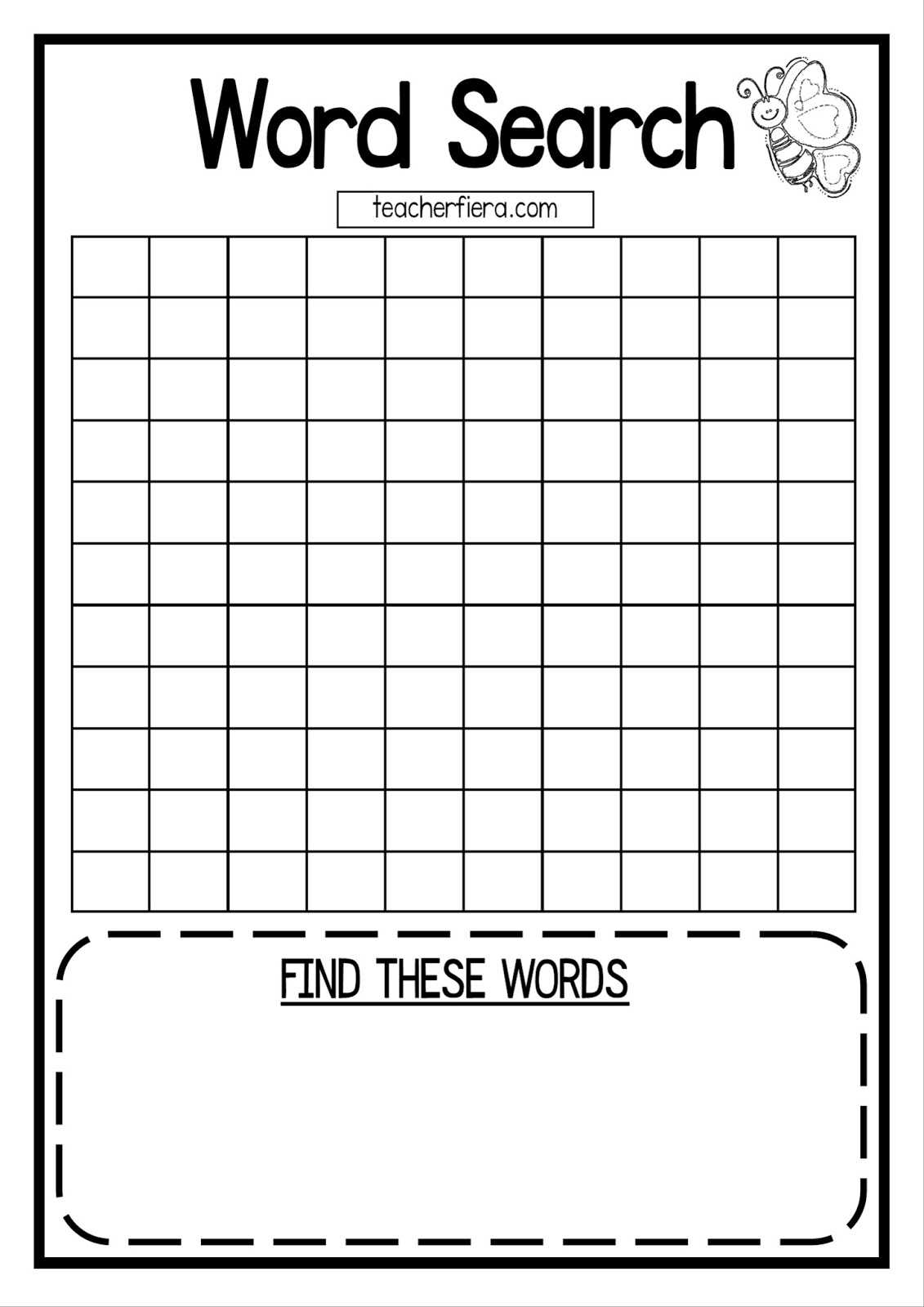 Teacherfiera: Word Search Templates (Coloured And Black Intended For Blank Word Search Template Free