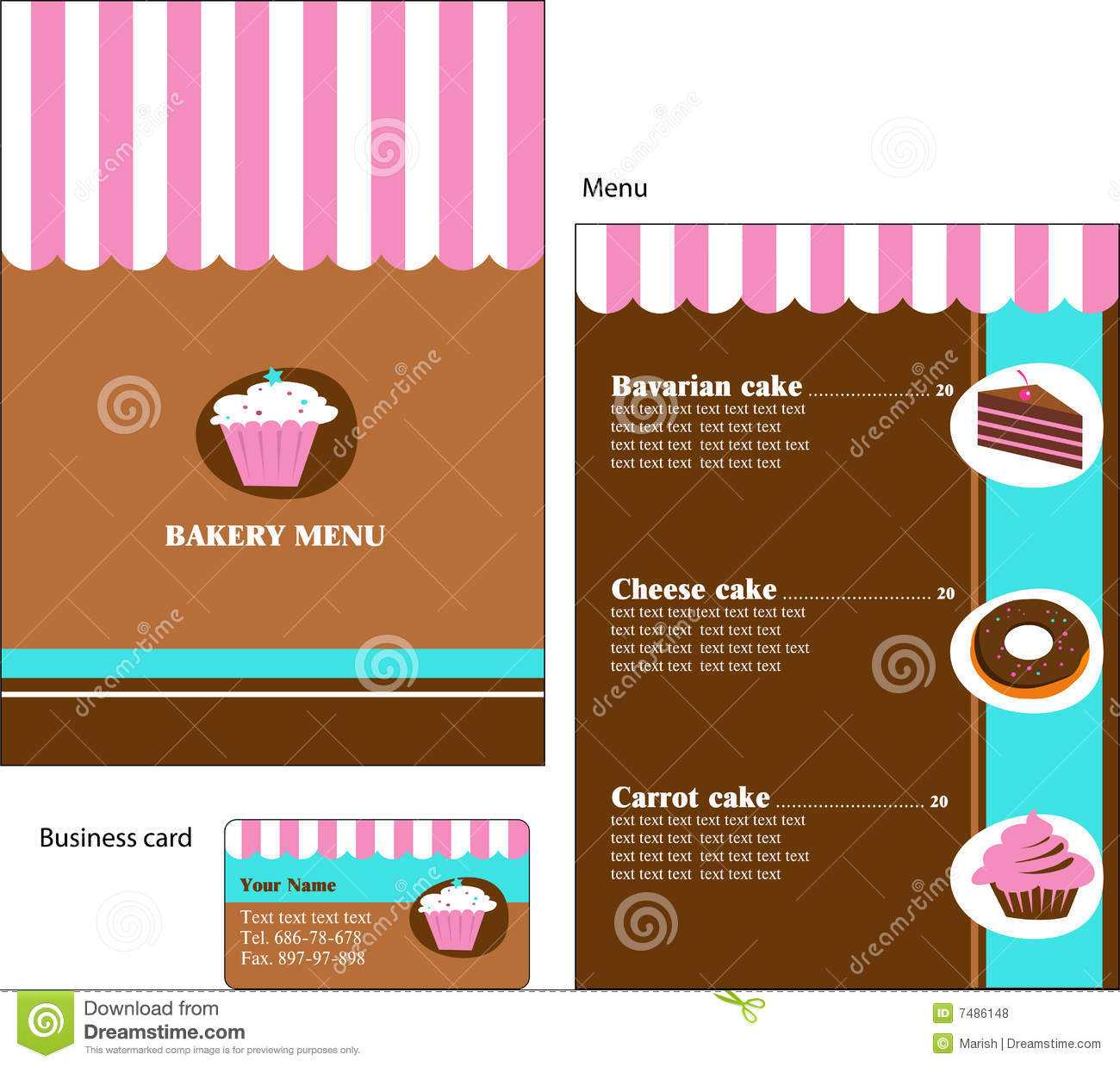 Template Designs Of Bakery And Restaurant Menu Stock Vector Regarding Cake Business Cards Templates Free