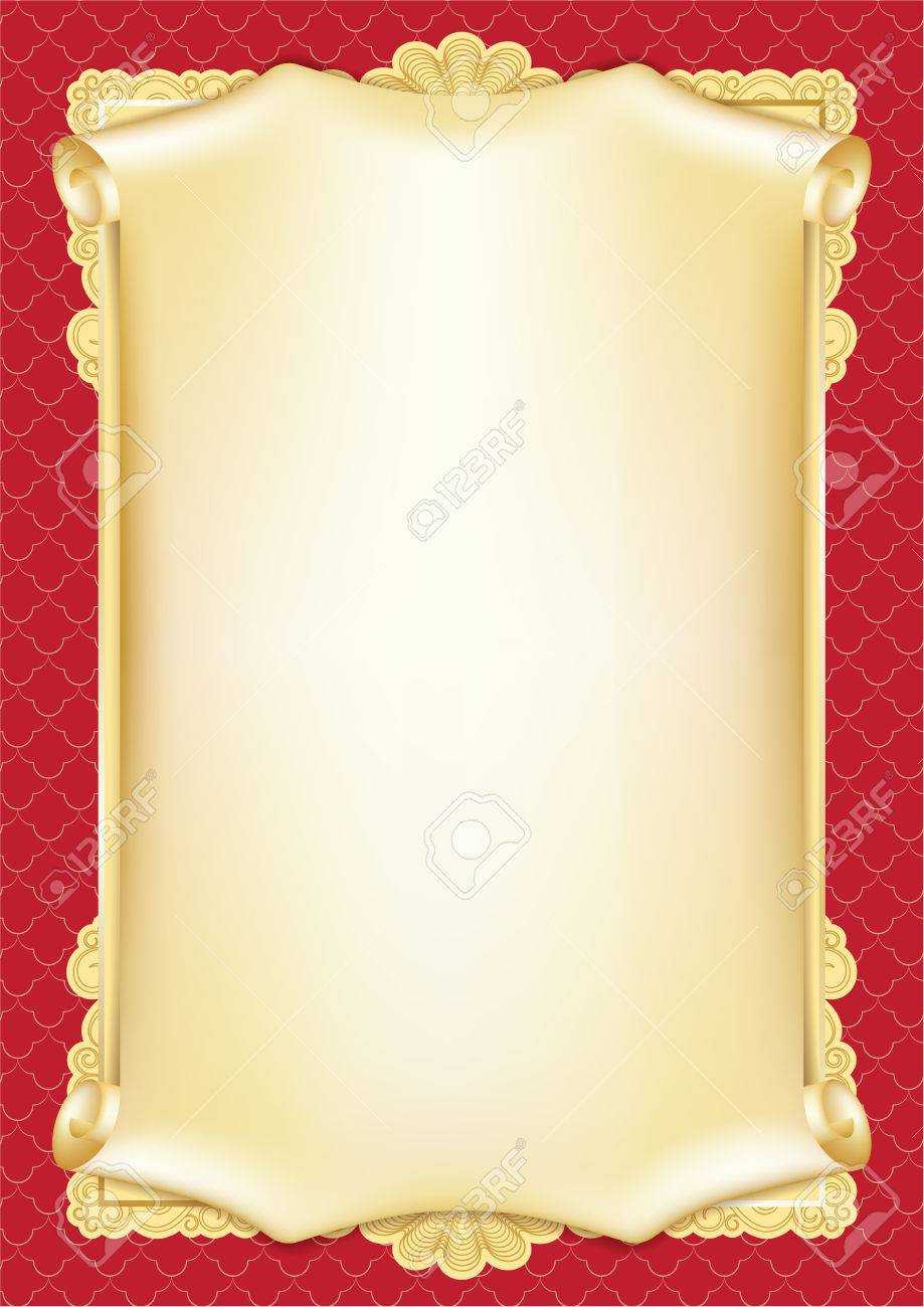 Template For Diploma, Certificate, Card With Scroll And Decorative.. With Regard To Certificate Scroll Template