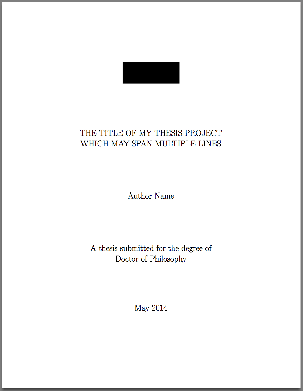 Template For Latex Phd Thesis Title Page – Texblog With Regard To Latex Project Report Template